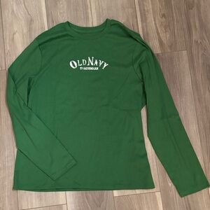 Old Navy Women Hunter Green Easy Fit Long Sleeve Shirt Classic Basic
